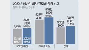 대기업 임금 9.8% 올라, 中企의 2배… 성과급 인상률 큰 차이 