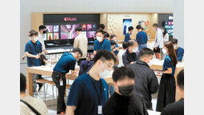 ‘애플 잠실’ 북적… 팀 쿡 “많은 고객과 만나게 돼 기쁘다”