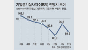 기업체감경기 한달만에 다시 주저앉아 