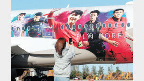 “축구 국가대표팀 날아라” 선수 사진 항공기에 입혀