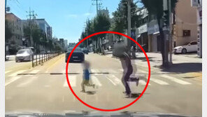 도로에 뛰어든 아이 잡으러…빛보다 빠르게 달려온 父 (영상)