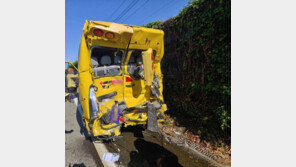 5톤 트럭이 신호대기 어린이집 통원버스 ‘쾅’…버스기사 사망·어린이 12명 등 15명 부상