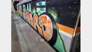 지하철에 ‘그라피티’ 남기고 달아난 외국인들…CCTV 보니