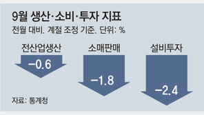 9月 생산-소비-투자 ‘트리플 감소’… 경기 하강 우려