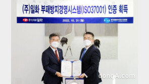 일화, 부패방지경영시스템 국제 표준인증 ‘ISO 37001’ 획득