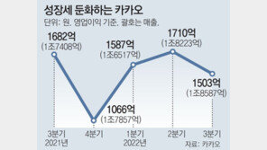 카카오, 영업익 1503억… 작년보다 10.6% 줄어 ‘어닝쇼크’