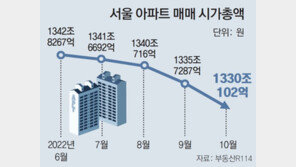 집값 하락에… 서울 아파트 시가총액, 작년말 수준 회귀