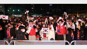 영하 3도 눈발 맞으며 광화문 거리응원…3만3000명 추산