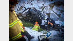 장수서 눈쌓인 비탈길 운전하던 60대 배수로에 빠져 ‘중상’