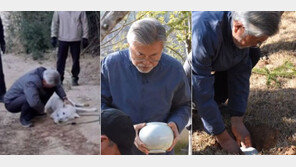  “마루야 고마워” 文, 14년 키운 마루 유골함 직접 묻었다