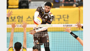 레오, V리그 최초 ‘4G 연속 트리플크라운’…OK금융, KB손보 제압