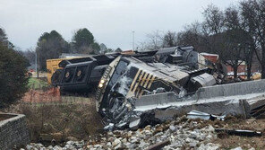 빨간불에 철길 오르더니…50m 트레일러 열차에 박살