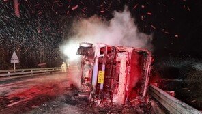 58.6cm ‘눈폭탄’ 호남… 탱크로리 넘어지고 하늘·바닷길 막혔다