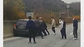 고속도로 분리대에 ‘쿵 쿵’…달리다 의식 잃은 운전자 구한 영웅들 (영상)
