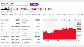테슬라 반등세 하루 만에 끝…주가 3% 가까이 급락