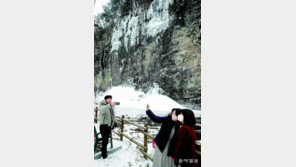 얼음절벽으로 변한 강천산 병풍폭포 