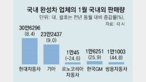 반도체난 완화에 車 5개사 1월 판매 8.7% 늘어 