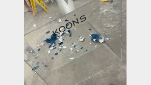 관람객 실수로 5500만원 ‘풍선개’ 와장창…“조각 팔아라” 사람 더 몰려