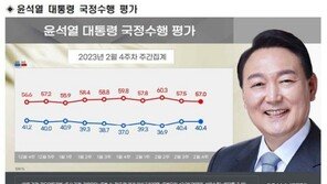 尹지지율, 40.4% ‘제자리’…민주 43.9%-국힘 42.2% 재역전[리얼미터]