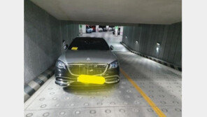 주차장 입구 막은 마이바흐…‘주차빌런’ 등장