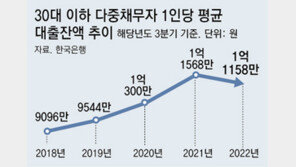 다중채무자 10명중 3명이 청년층… 평균 빚 1억1000만원