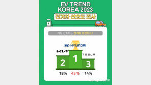 현대차 EV 선호도 급증… 테슬라 인기 반토막