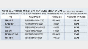 주요 기업 최고 연봉자, 직원 평균연봉의 15.5배 보수 받았다 