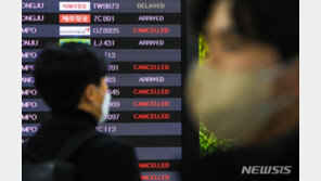 태풍급 강풍과 호우…제주 하늘길·뱃길 결항 속출