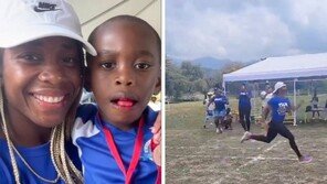 올림픽金 엄마가 아들 운동회 출전…압도적 1등 “너무해”