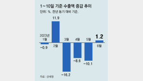 6월 1~10일 수출 1.2% 증가… 4개월만에 반등