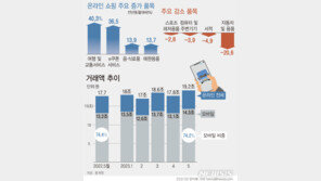 5월 온라인쇼핑 19.2조 ‘역대 최대’…배달, 11개월 만에 증가