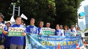 野의원 10명, 日총리 관저앞 오염수 시위… 당내서도 “심각한 외교결례, 국격 떨어져” 