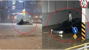 폭우 속 ‘서초동 현자’ 소환한 ‘선루프 男’ “차보다 목숨 먼저”