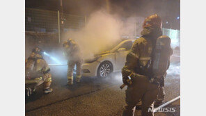 달리는 승용차, 원인 모를 불…“엔진룸에서 화염”