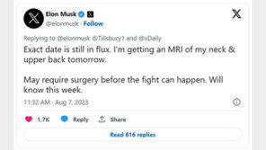 “현피 생중계” 머스크, 하루 만에 “등·목 MRI 찍는다…수술할 수도”