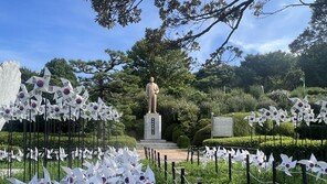 광복절 기념하듯… 힘차게 돌아가는 태극기 바람개비 