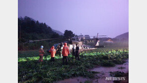 미군 헬기 1대, 포천서 국지성 폭우로 콩밭에 비상착륙