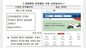 건보공단 “건강검진 사칭 스미싱 문자 주의해야”