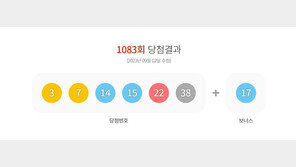 1083회 로또 1등 ‘3, 7, 14, 15, 22, 38’…보너스 ‘17’