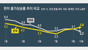 韓물가, 6년만에 美 추월… “연말까지 고물가” 우려