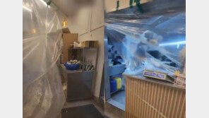 리모델링 먼지 범벅 속 음식 조리…얇은 비닐로 주방 막고 배달 영업