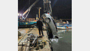 바다 추락한 차, 해경이 100m 헤엄쳐 운전자 구했다