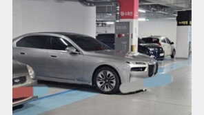 “뇌 없냐”… 경차 자리 2칸 주차한 BMW 차주 ‘적반하장’