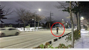 폭설 제주 또 ‘스키남’ 등장, 2018년 그분?…교통마비 속 유유히 도로 질주