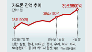 카드론 잔액 40조 육박… 은행카드 연체율 10년새 최고 ‘빨간불’