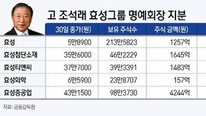 효성 조석래 명예회장 8800억 주식 상속…‘의절’ 차남에도 1천억