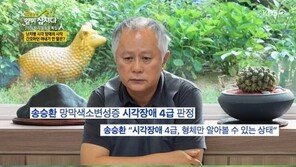 시각장애 4급 송승환 “형체만 보여, 아내 심청이 노릇”