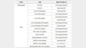 아우디·폴크스바겐 전기차에 삼성·LG 배터리만 장착