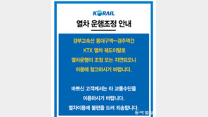 경북서 승객 380여명 탄 하행선 KTX 탈선…  인명피해 없어