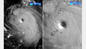 거대한 태풍의 눈이 日로 진격…‘산산’ 위성사진 보니